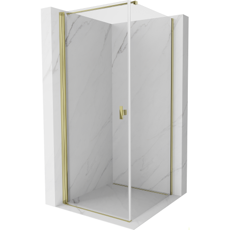 Mexen Mist-B Duschkabine schwenkbar 100 x 100 cm, transparent, gold - 8A2T-100-100-50-00