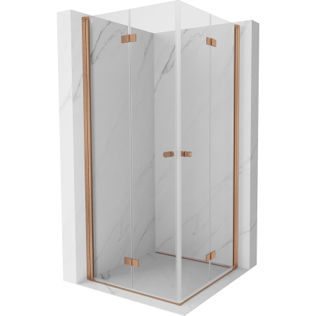 Mexen Mist-F Duo Folding Shower Enclosure 120 x 120 cm, Transparent, Brushed Copper - 8A6-120L-120P-65-00
