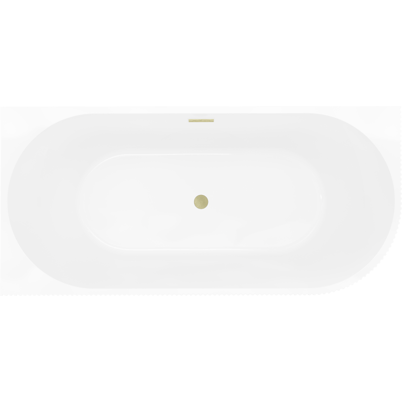 Mexen Silo freestanding corner left fluted bath 150 x 75 cm, white, brushed gold overflow - 52891507500L-55