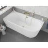 Mexen Silo freistehende Eckbadewanne links geriffelt 150 x 75 cm, weiß, Überlauf gold - 52891507500L-50