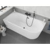Mexen Silo freestanding corner left ribbed bath 150 x 75 cm, white, black overflow - 52891507500L-70