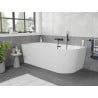 Mexen Silo freestanding corner left ribbed bath 150 x 75 cm, white, black overflow - 52891507500L-70