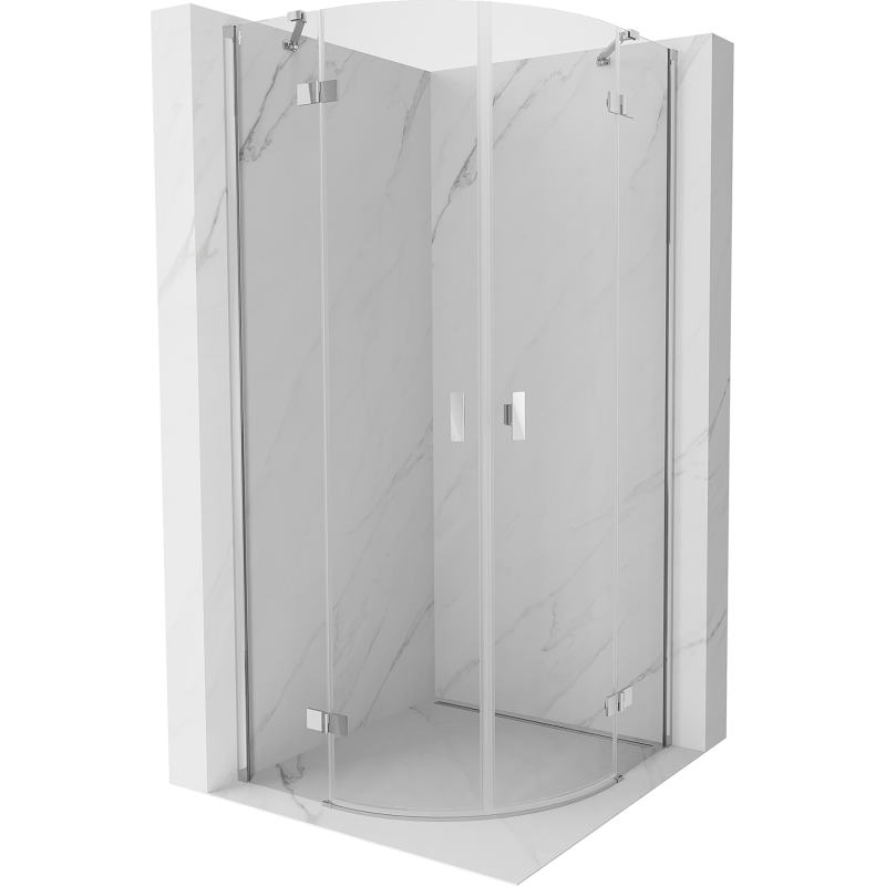 Mexen Mist cabine de douche semi-circulaire pivotante 80 x 80 cm, transparent, chrome - 8A33-080-080-01-00