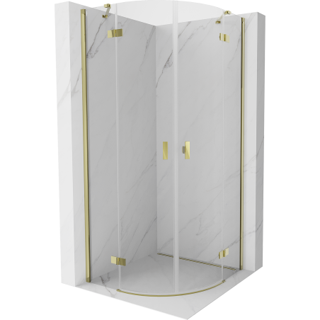 Mexen Mist cabine de douche demi-circulaire pivotante 70 x 70 cm, transparent, doré - 8A33-070-070-50-00