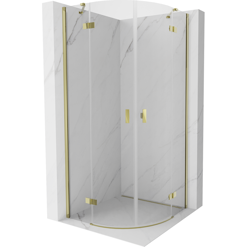 Mexen Mist cabine de douche semi-circulaire pivotante 80 x 80 cm, transparente, or - 8A33-080-080-50-00