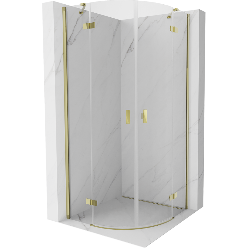 Mexen Mist cabine de duche semicircular com porta 90 x 90 cm, transparente, dourada - 8A33-090-090-50-00
