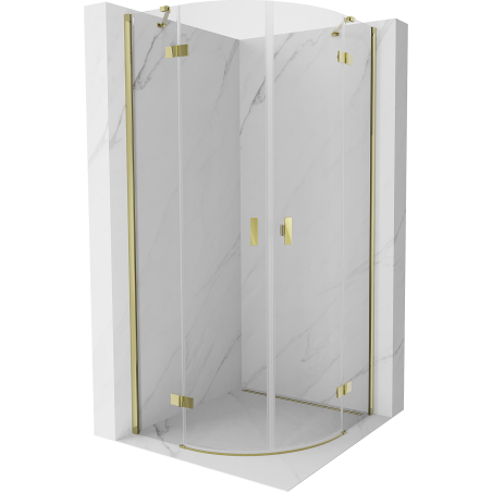 Mexen Mist Halbkreis-Duschkabine schwenkbar 90 x 90 cm, transparent, gold - 8A33-090-090-50-00