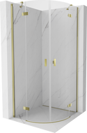 Mexen Mist halfronde douchecabine met openslaande deuren 100 x 100 cm, transparant, goud - 8A33-100-100-50-00