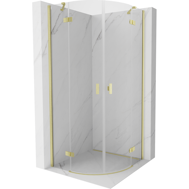 Mexen Mist cabine de douche semi-circulaire pivotante 100 x 100 cm, transparent, or brossé - 8A33-100-100-55-00