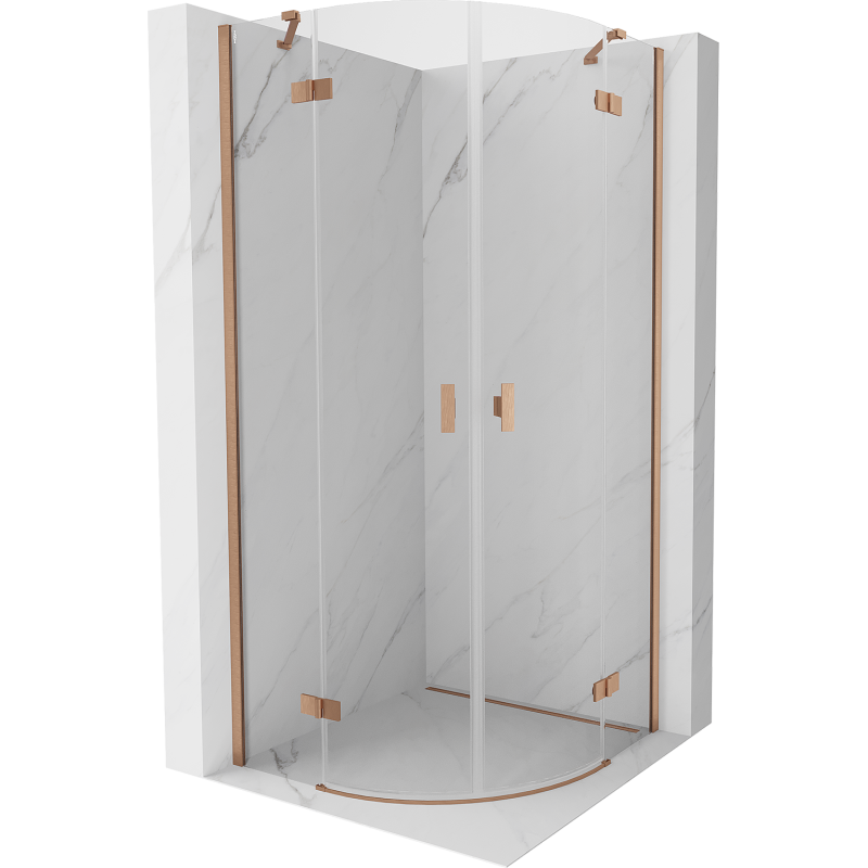 Mexen Mist cabine de douche arrondie pliante 70 x 70 cm, transparent, cuivre brossé - 8A33-070-070-65-00