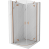 Mexen Mist Duschkabine halbrund Schwingtür 70 x 70 cm, transparent, gebürstetes Kupfer - 8A33-070-070-65-00