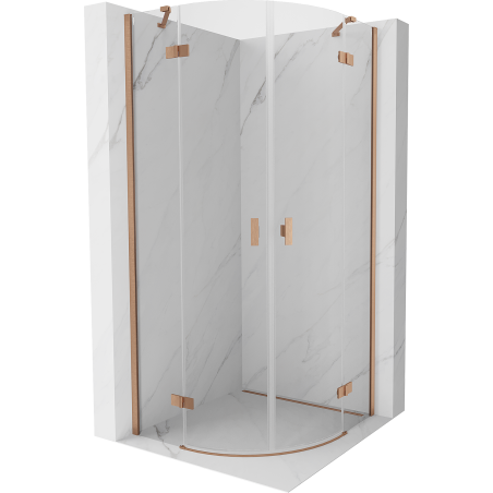Mexen Mist cabine de douche demi-circulaire pivotante 80 x 80 cm, transparent, cuivre brossé - 8A33-080-080-65-00