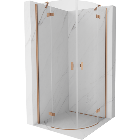 Mexen Mist halbkreisförmige Duschkabine zum Schwenken 90 x 90 cm, transparent, gebürstetes Kupfer - 8A33-090-090-65-00