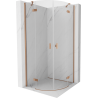 Mexen Mist semi-circular pivot shower cabin 90 x 90 cm, transparent, brushed copper - 8A33-090-090-65-00