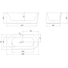 Mexen Silo vrijstaand hoekbad links geribbeld 150 x 75 cm, wit/zwart, zwarte overloop - 52891507575L-70