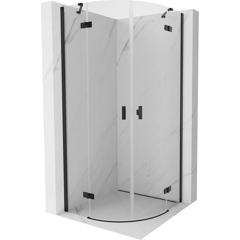 Mexen Mist Duschkabine halbrund schwenkbar 90 x 90 cm, transparent, schwarz - 8A33-090-090-70-00