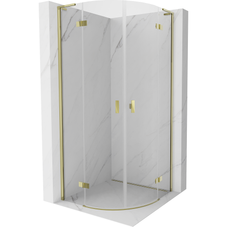 Mexen Mist L cabine de douche semi-circulaire pivotante 90 x 90 cm, transparent, dorée - 8A33L-090-090-50-00