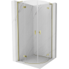 Mexen Mist L douchecabine halfrond scharnierend 90 x 90 cm, transparant, goud - 8A33L-090-090-50-00