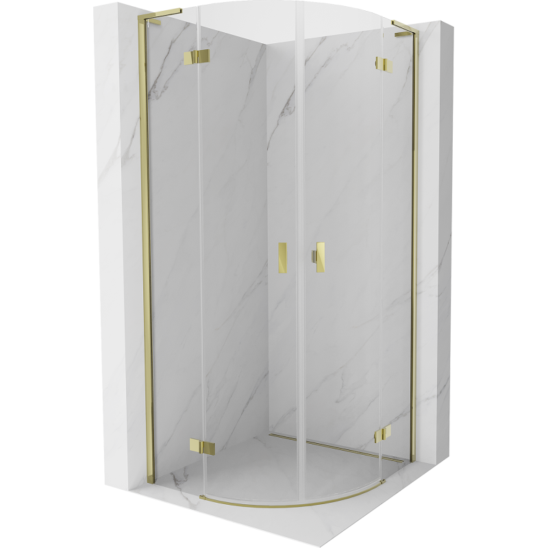 Mexen Mist L Semi-Circular Hinged Shower Enclosure 100 x 100 cm, Transparent, Gold - 8A33L-100-100-50-00