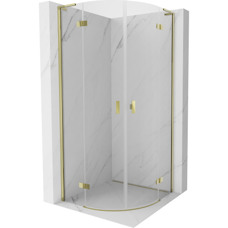 Mexen Mist L Duschkabine halbrund klappbar 100 x 100 cm, transparent, gold - 8A33L-100-100-50-00