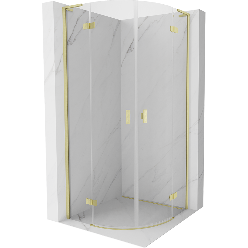 Mexen Mist L semi-circular pivot shower enclosure 100 x 100 cm, transparent, brushed gold - 8A33L-100-100-55-00