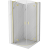 Mexen Mist L cabina doccia semicircolare con porta battente 100 x 100 cm, trasparente, oro spazzolato - 8A33L-100-100-55-00