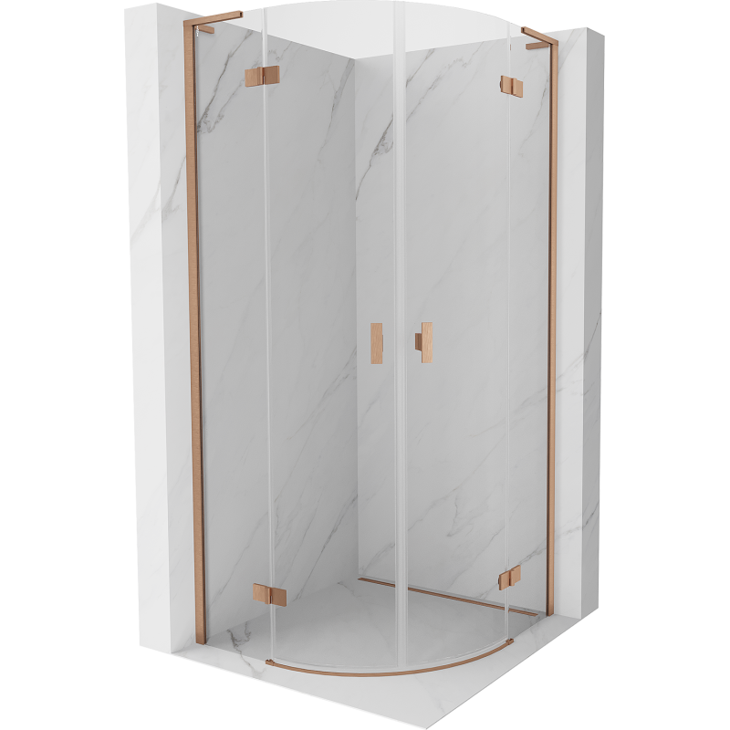 Mexen Mist L semi-circular pivot shower enclosure 90 x 90 cm, transparent, brushed copper - 8A33L-090-090-65-00