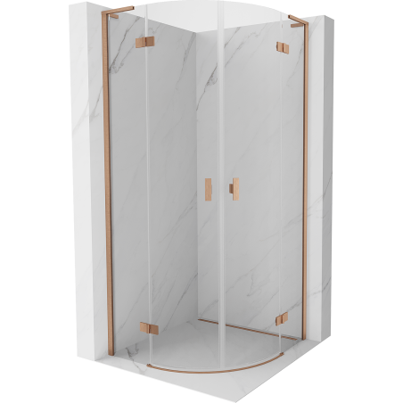Mexen Mist L cabine de douche semi-circulaire pivotante 90 x 90 cm, transparent, cuivre brossé - 8A33L-090-090-65-00