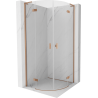 Mexen Mist L semi-circular pivot shower enclosure 90 x 90 cm, transparent, brushed copper - 8A33L-090-090-65-00