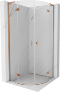 Mexen Mist L Duschkabine halbkreisförmig schwenkbar 90 x 90 cm, transparent, gebürstetes Kupfer - 8A33L-090-090-65-00