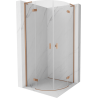 Mexen Mist L Duschkabine halbrund schwenkbar 100 x 100 cm, transparent, gebürstetes Kupfer - 8A33L-100-100-65-00