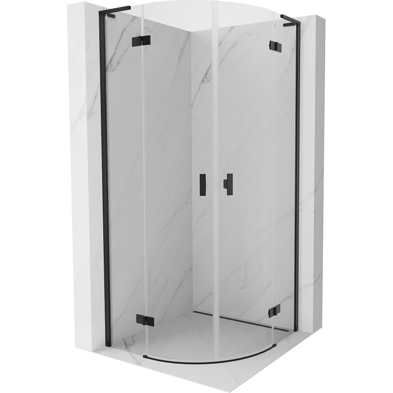 Mexen Mist L hoekige douchecabine 90 x 90 cm, transparant, zwart - 8A33L-090-090-70-00
