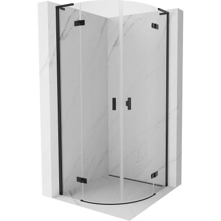 Mexen Mist L Duschkabine Halbkreis Schwenkbar 90 x 90 cm, transparent, schwarz - 8A33L-090-090-70-00