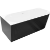 Mexen Silo freestanding corner left ribbed bathtub 150 x 75 cm, white/black, white overflow- 52891507575L-20
