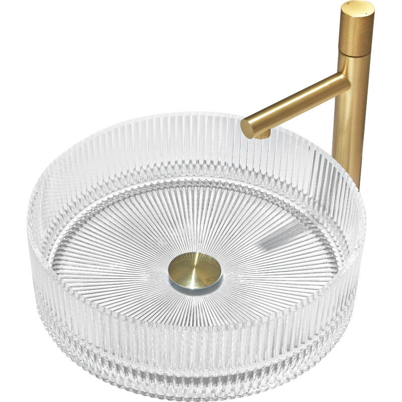 Mexen Eiva γυάλινος νιπτήρας επιτραπέζιος 39 x 39 cm, διαφανής - 24163900