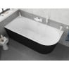 Mexen Silo freistehende Eckbadewanne links geriffelt 150 x 75 cm, weiß/schwarz, Überlauf weiß- 52891507575L-20