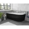 Mexen Silo freistehende Eckbadewanne links geriffelt 150 x 75 cm, weiß/schwarz, Überlauf weiß- 52891507575L-20