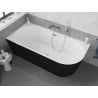 Mexen Silo freestanding corner left grooved bath 150 x 75 cm, white/black, chrome overflow - 52891507575L-01