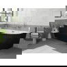Mexen Silo vrijstaande hoekbad links geribbeld 150 x 75 cm, wit/zwart, overloop chroom - 52891507575L-01