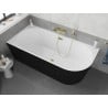 Mexen Silo freestanding corner left fluted bath 150 x 75 cm, white/black, gold overflow- 52891507575L-50
