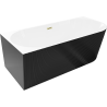 Mexen Silo freestanding corner bath left fluted 150 x 75 cm, white/black, brushed gold overflow - 52891507575L-55