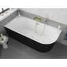 Mexen Silo freestanding corner bath left fluted 150 x 75 cm, white/black, brushed gold overflow - 52891507575L-55