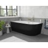Mexen Silo freestanding corner bath left fluted 150 x 75 cm, white/black, brushed gold overflow - 52891507575L-55
