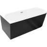 Mexen Silo freestanding corner left ribbed bath 150 x 75 cm, white/black, rose gold overflow - 52891507575L-60