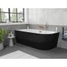 Mexen Silo baignoire autoportante d'angle gauche rainurée 150 x 75 cm, blanche/noire, trop-plein or rose - 52891507575L-60