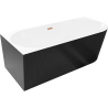 Mexen Silo freestanding corner left ribbed bathtub 150 x 75 cm, white/black, brushed copper overflow - 52891507575L-65