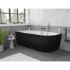Mexen Silo wanna wolnostojąca narożna lewa ryflowana  150 x 75 cm, biała/czarna, przelew gun gray szczotkowany - 52891507575L-66