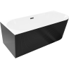 Mexen Silo freestanding corner left ribbed bathtub 150 x 75 cm, white/black, black overflow - 52891507575L-70