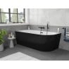 Mexen Silo freistehende Eckbadewanne links gerillt 150 x 75 cm, weiß/schwarz, Überlauf schwarz - 52891507575L-70