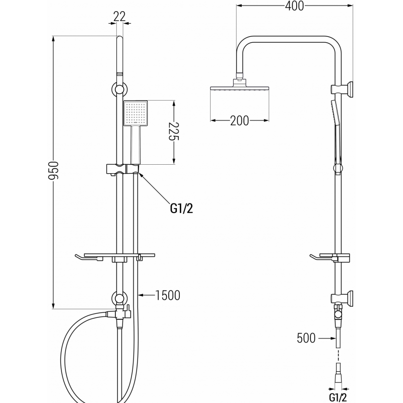 Mexen T45 duschkolumn, krom - 798454593-00